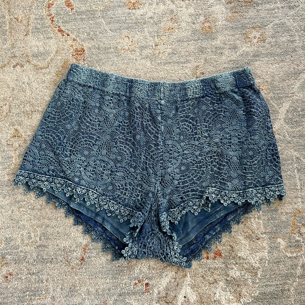 Indigo Rein Lace Overlay Blue Shorts